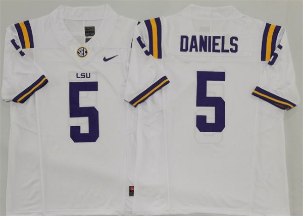 Jayden Daniels LSU Tigers white jersey