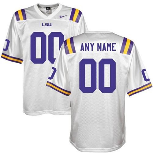 Custom LSU Tigers white Authentic jersey