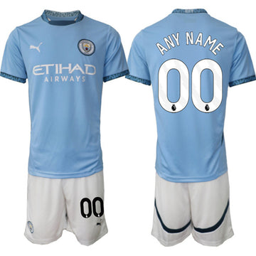 Custom Manchester City blue Home jersey