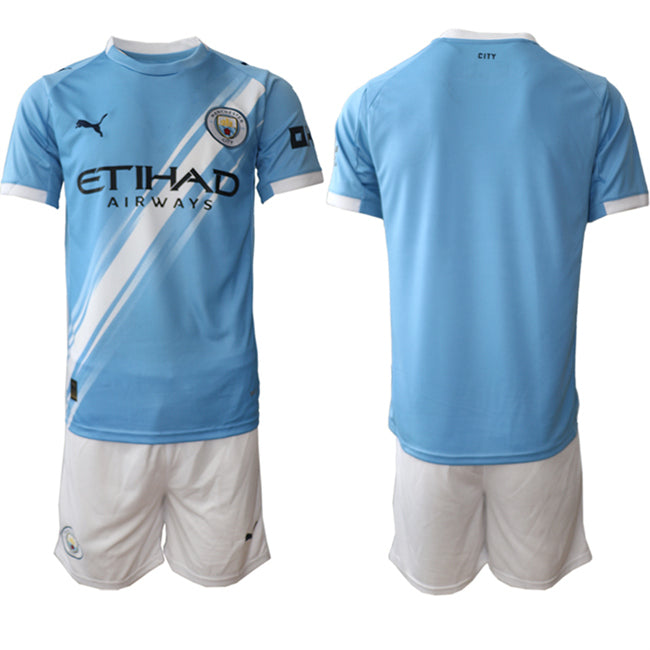 Custom Manchester City blue Home jersey