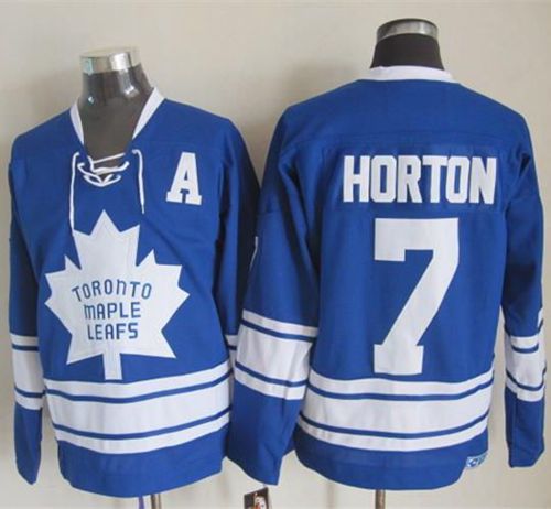 Tim Horton Toronto Maple Leafs blue Throwback jersey