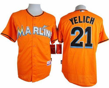Christian Yelich Miami Marlins orange jersey