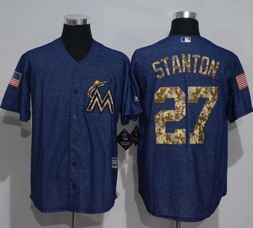 Giancarlo Stanton Denim Miami Marlins blue Salute To Service jersey
