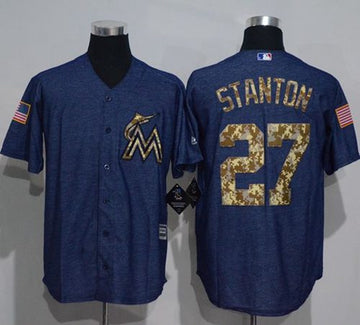 Giancarlo Stanton Denim Miami Marlins blue Salute To Service jersey
