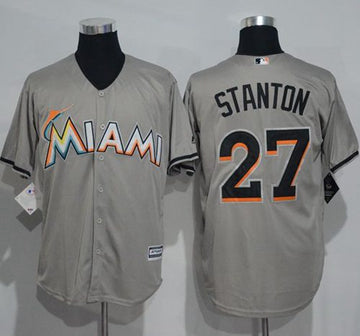Giancarlo Stanton Miami Marlins grey jersey