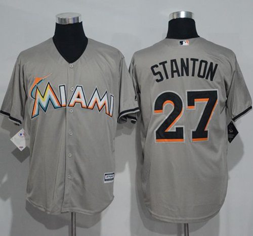 Giancarlo Stanton Miami Marlins grey jersey