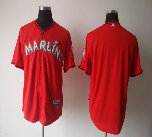 Custom Miami Marlins red Alternate jersey