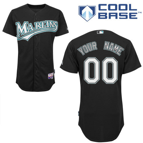 Custom Miami Marlins black Authentic jersey