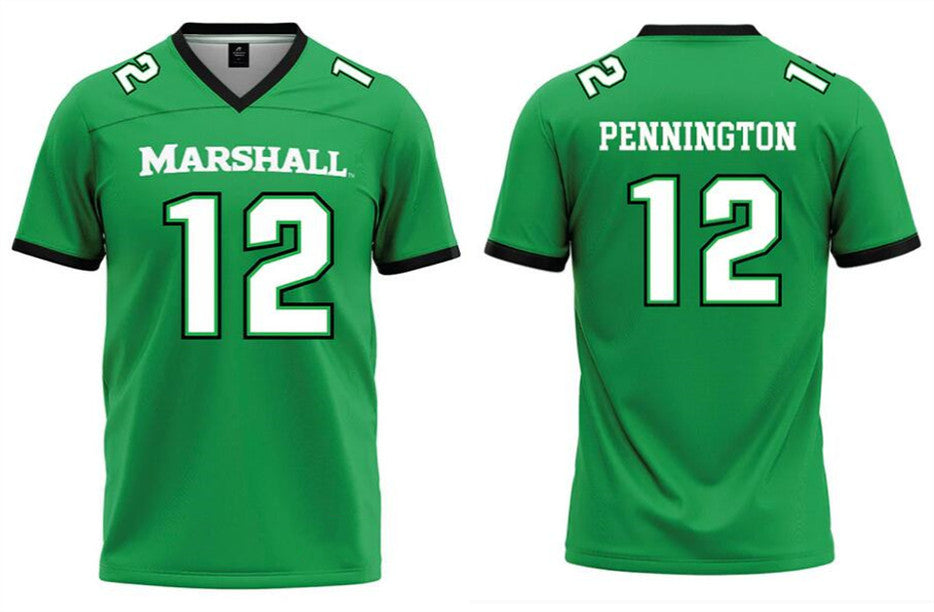 Custom Marshall Thundering Herd green jersey