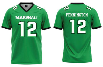 Custom Marshall Thundering Herd green jersey