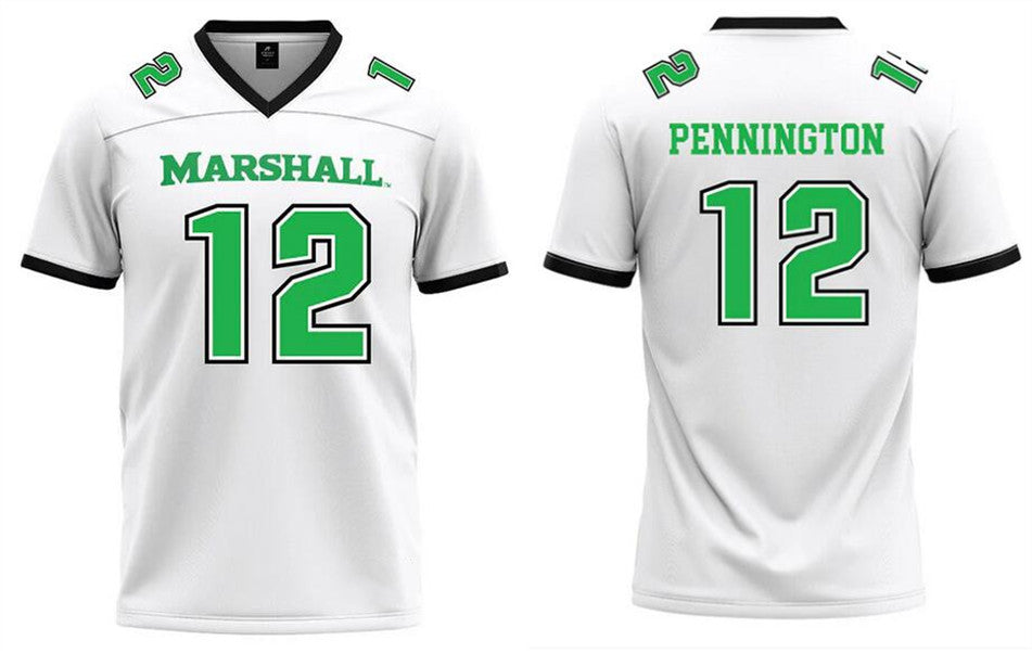Custom Marshall Thundering Herd white jersey