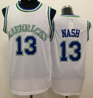 Steve Nash Dallas Mavericks white Throwback jersey