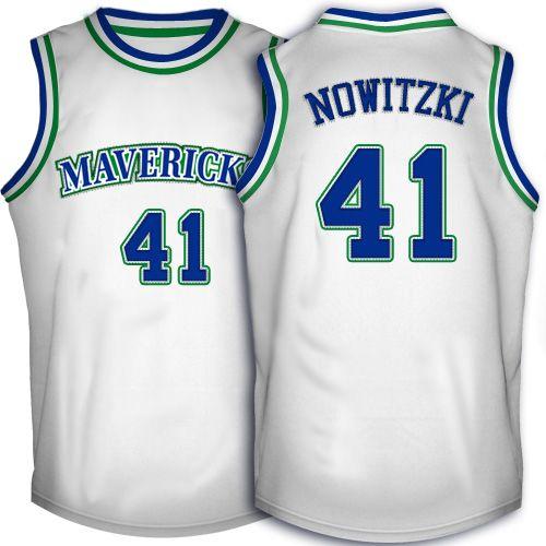 Dirk Nowitzki Dallas Mavericks white Throwback jersey