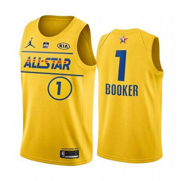 Devin Booker NBA All-Star yellow jersey