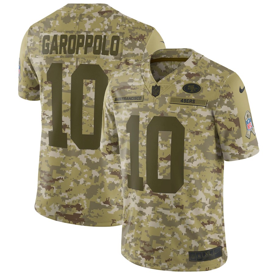 49ers #10 Jimmy Garoppolo 2018 Camo Salute to Service Jersey
