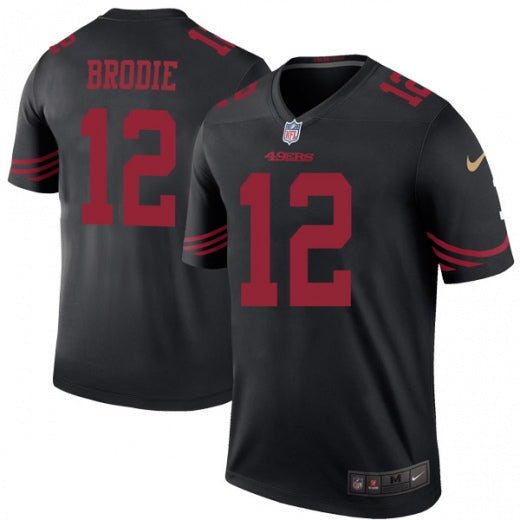 49ers #12 Wilson John Brodie Legend Black Jersey