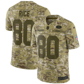 49ers #80 Jerry Rice 2018 Camo Salute to Service Retired Player Jersey