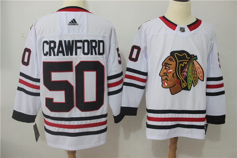 Corey Crawford Chicago Blackhawks white jersey