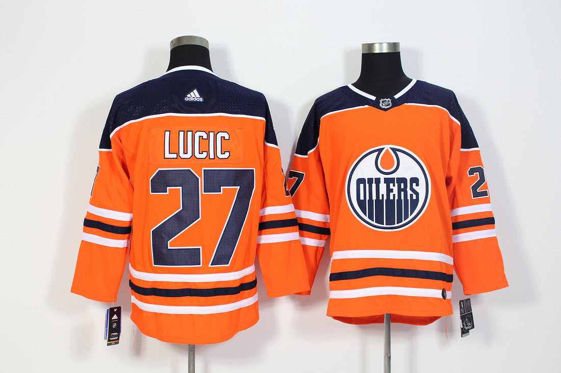 Milan Lucic Edmonton Oilers orange jersey
