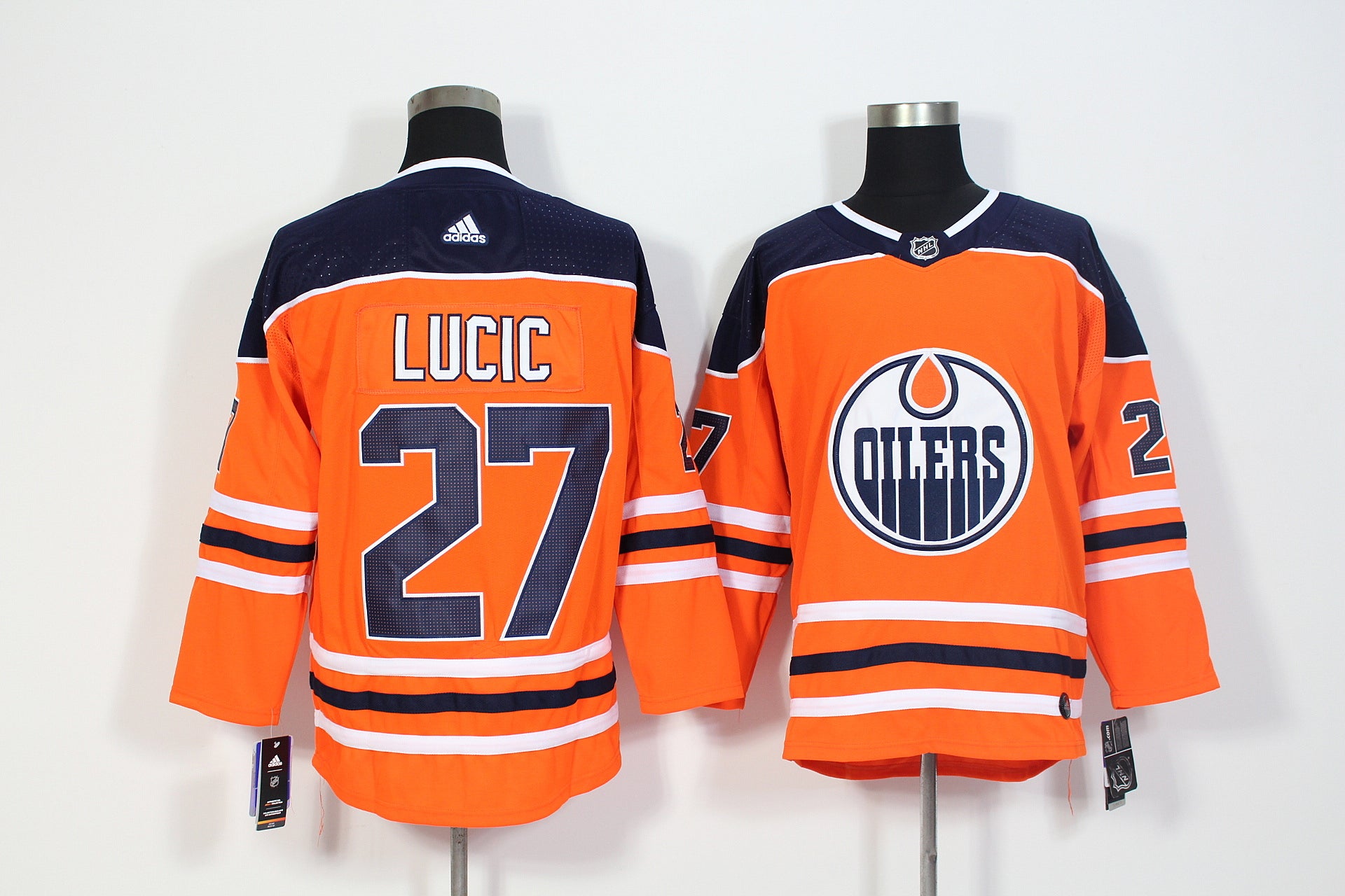 Milan Lucic Edmonton Oilers orange jersey