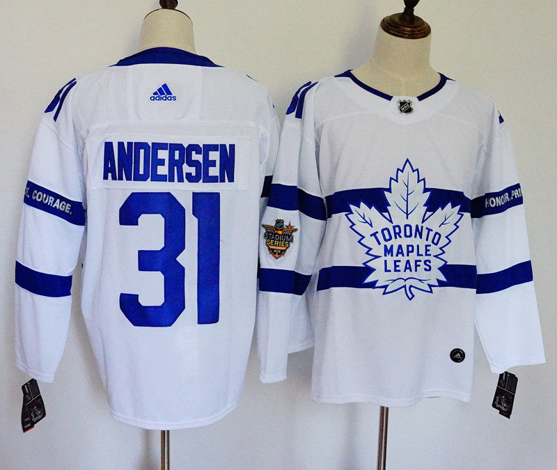 Frederik Andersen Toronto Maple Leafs white Stadium Series jersey