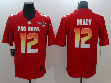 AFC New England Patriots #12 Tom Brady Red 2019 Pro Bowl Game Jersey