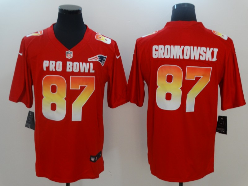 AFC New England Patriots #87 Rob Gronkowski Red 2019 Pro Bowl Game Jersey