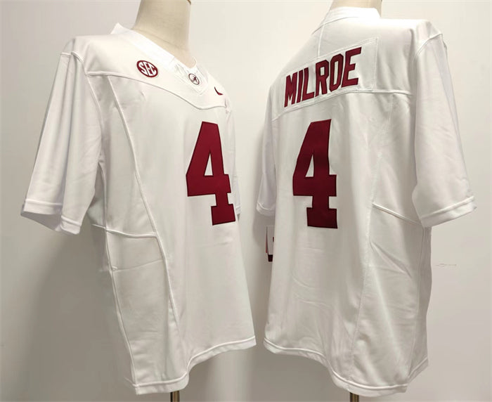 Jalen Milroe Alabama Crimson Tide white FUSE jersey