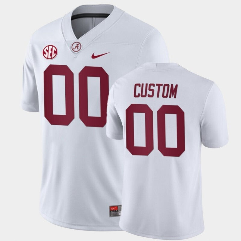 Custom Alabama Crimson Tide white jersey