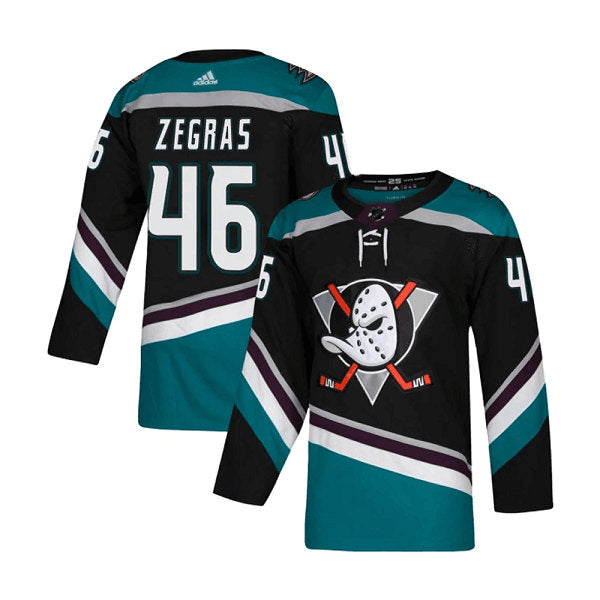 Trevor Zegras Anaheim Ducks black-teal jersey