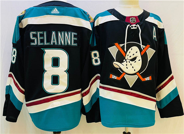 Teemu Selanne Anaheim Ducks black-teal jersey