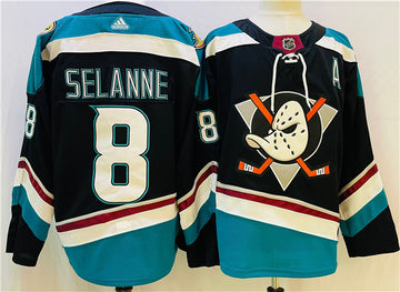 Teemu Selanne Anaheim Ducks black-teal jersey