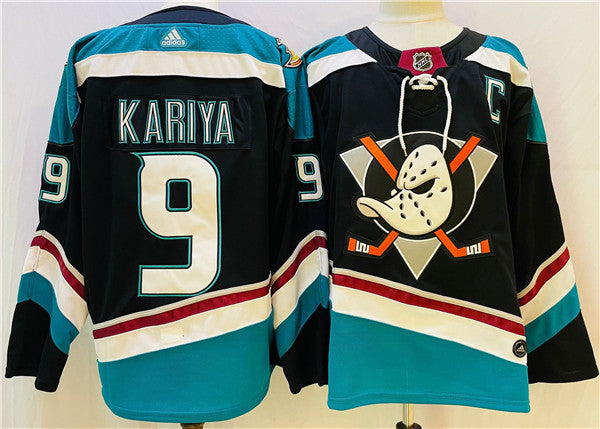 Paul KariyaBlack-Teal Anaheim Ducks jersey