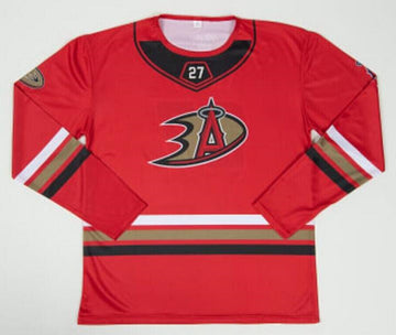 X Los Angeles Angels Anaheim Ducks red jersey
