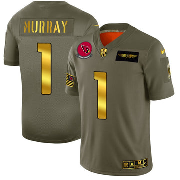 Arizona Cardinals #1 Kyler Murray 2019 Olive-Gold Salute To Service Jersey