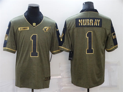Arizona Cardinals #1 Kyler Murray 2021 Olive Golden Salute To Service Jersey