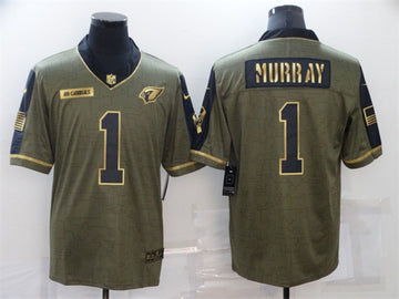 Arizona Cardinals #1 Kyler Murray 2021 Olive Golden Salute To Service Jersey