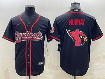 Arizona Cardinals #1 Kyler Murray Black Team Big Logo With Patch Baseball Jersey