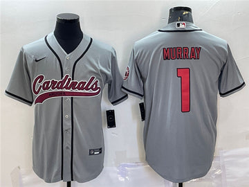 Arizona Cardinals #1 Kyler Murray Gray With Patch Baseball Jersey