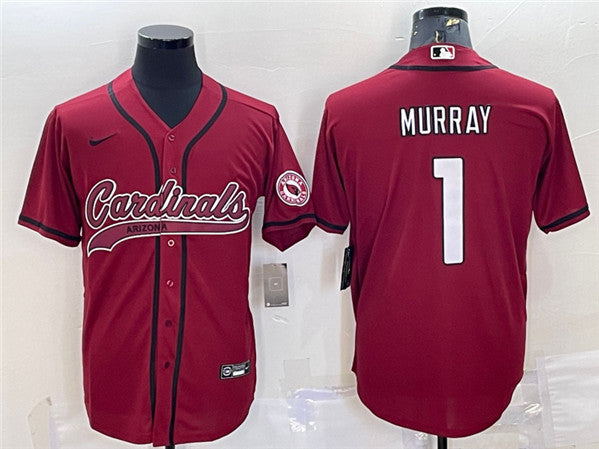 Arizona Cardinals #1 Kyler Murray Red With Patch Baseball Jersey