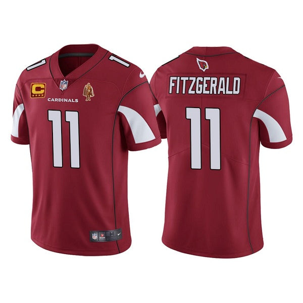 Arizona Cardinals #11 Larry Fitzgerald Red With C Patch & Walter Payton Patch Jersey