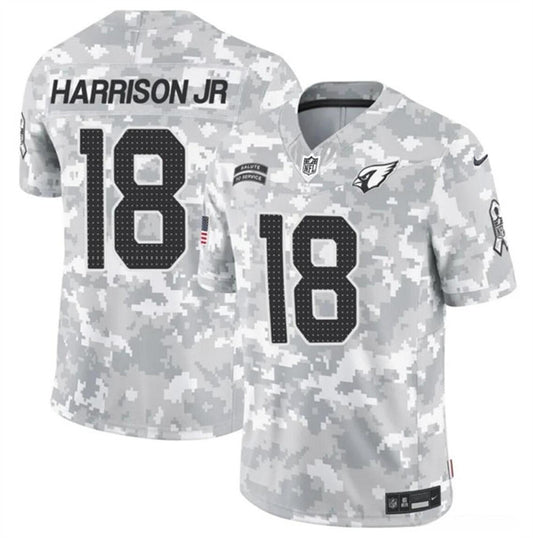 Arizona Cardinals #18 Marvin Harrison Jr 2024 FUSE Arctic Camo Salute to Service Jersey