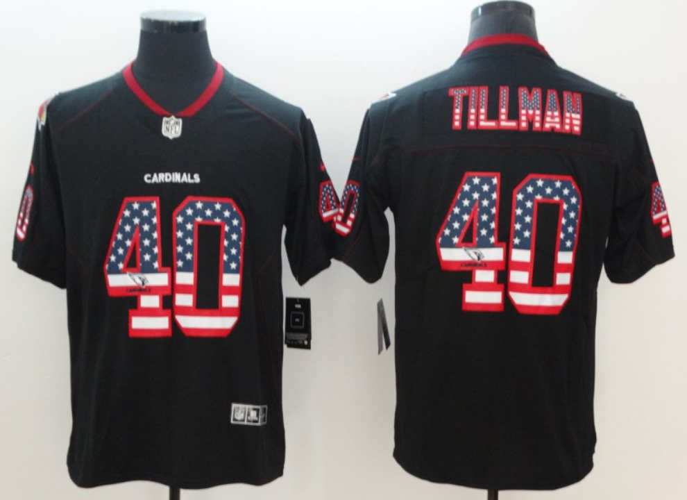 Arizona Cardinals #40 Pat Tillman Black 2018 USA Flag Color Rush Fashion Jersey