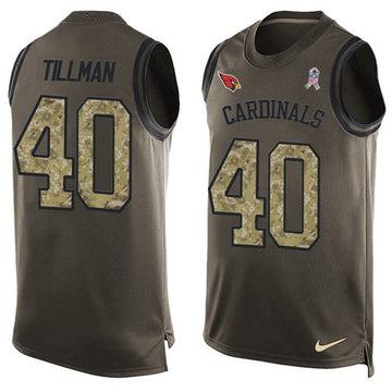 Arizona Cardinals #40 Pat Tillman Custom Green Salute To Service Tank Top Jersey