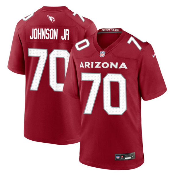 Arizona Cardinals #70 Paris Johnson Jr Red 2023 Draft Game Jersey