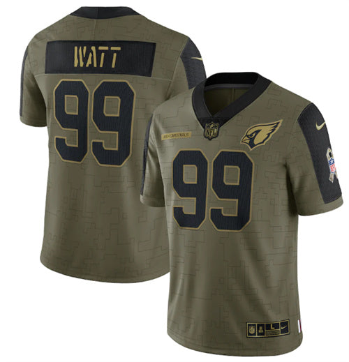 Arizona Cardinals #99 JJ Watt 2021 Olive Salute To Service Jersey
