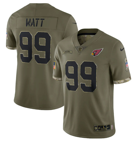 Arizona Cardinals #99 JJ Watt 2022 Olive Salute To Service Jersey