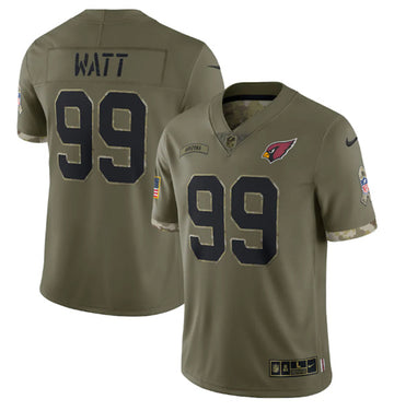 Arizona Cardinals #99 JJ Watt 2022 Olive Salute To Service Jersey