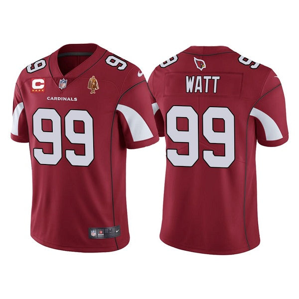 Arizona Cardinals #99 JJ Watt Red With C Patch & Walter Payton Patch Jersey