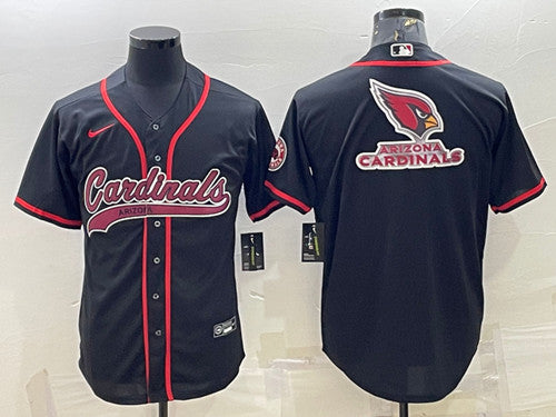 Arizona Cardinals Black Team Big Logo With Patch Baseball Jersey
